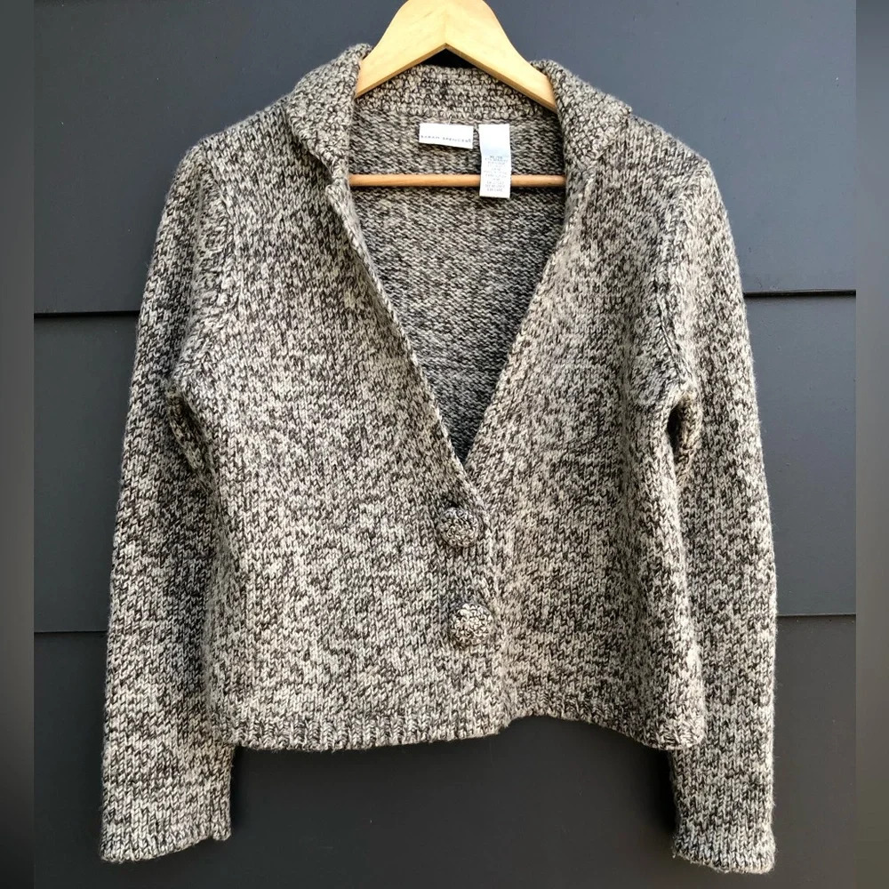 Cropped Wool mix Cardigan - Acrylic/wool mix - two-tone yarn - XL